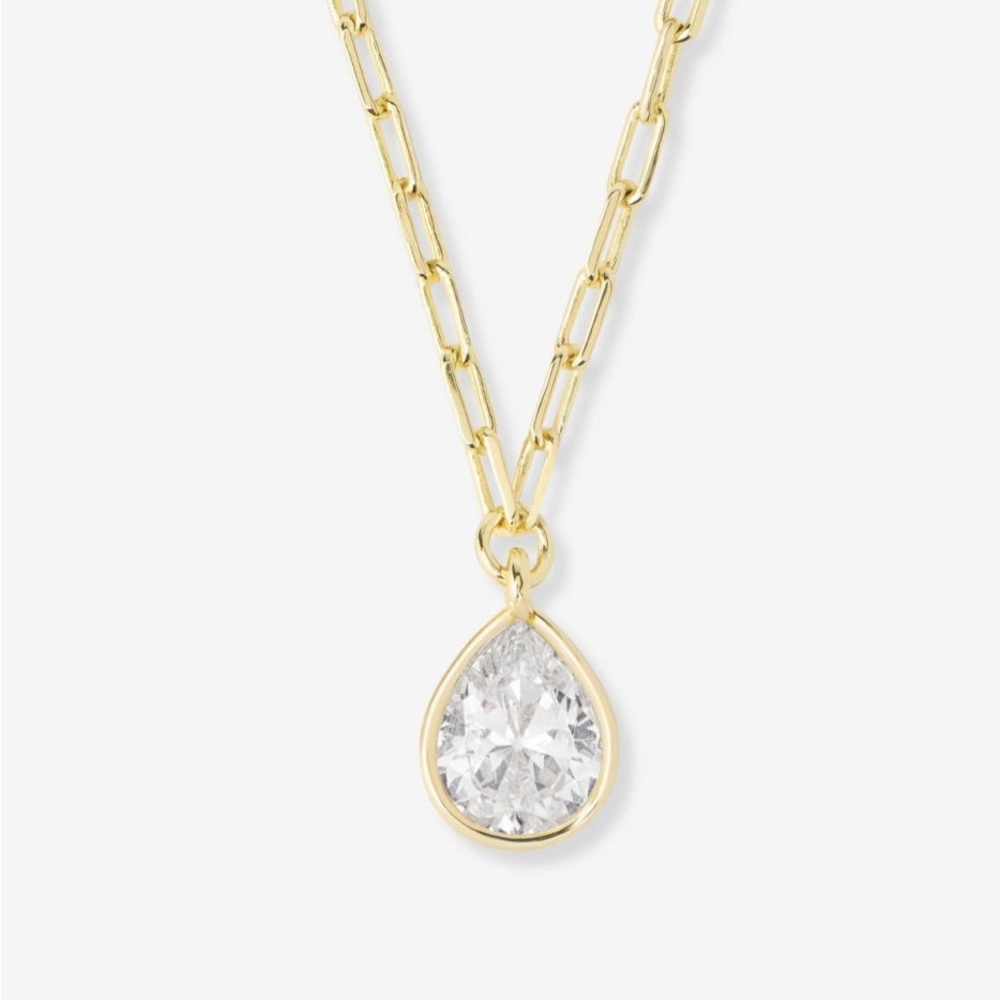 Melinda Maria Gold Necklace with Crystal Teardrop